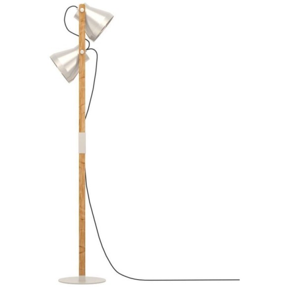 43954 Торшер с ножным выключателем CAWTON, 2X40W (E27), H1345, сталь, дерево, коричневый