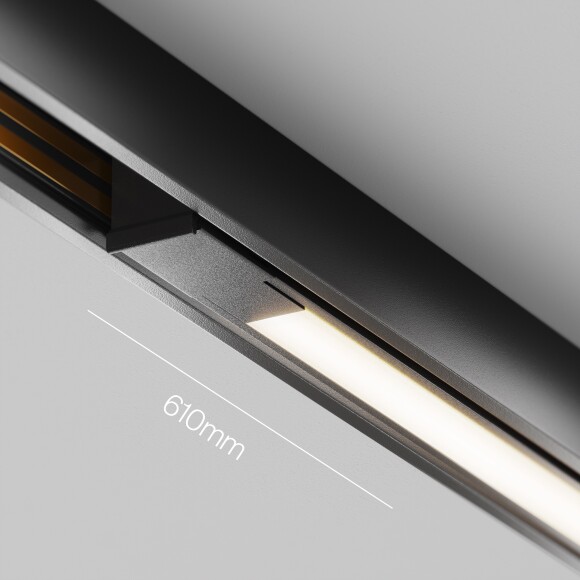 Maytoni Exility X TR240-2-12W4K-B Трековый линейный светодиодный черный магнитный светильник длиной 61см, с DIP переключателем группы включения на корпусе, 610x11x11мм, LED SMD Epistar 12Вт 4000K 650Лм CRI90 120° IP20 48В