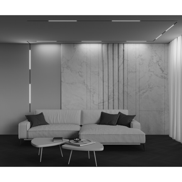 Maytoni Exility X TR240-2-12W4K-B Трековый линейный светодиодный черный магнитный светильник длиной 61см, с DIP переключателем группы включения на корпусе, 610x11x11мм, LED SMD Epistar 12Вт 4000K 650Лм CRI90 120° IP20 48В