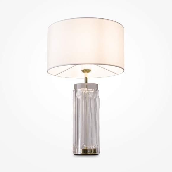 MOD304TL-01G Настольная лампа с белым тканевым плафоном и основанием из литого стекла, под лампу E27 Maytoni Muse