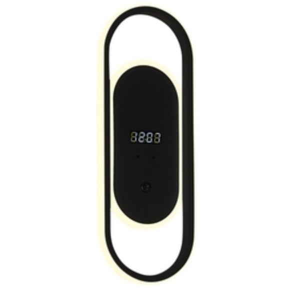 4690-1W Настенный светодиодный светильник с выключателем на основании и цифровыми часами, черный, 26Вт 2070Лм 4000К 120° 