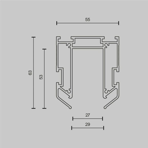 TRA034MP-212S(N) Профиль 2м для монтажа накладных шинопроводов серии Exility в гарпунный (ПВХ) натяжной потолок Maytoni (обн. артикул 2026г)