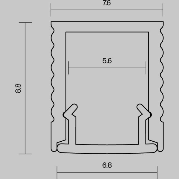 Алюминиевый профиль накладной для светодиодной ленты до 5 мм шириной 8x9 мм  2 метра Maytoni ALM-0809-S-2M 631010