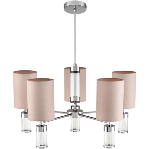 6585/5 MODERNI LN24 хром/бежевый, металл/текстиль, стекло Люстра подвесная E14 5*40W 220V ARNIKA