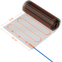 VLT01-200-4.0 Нагревательный мат (Теплый пол) длиной 8 метров и шириной полметра (0,5 метра) Voltum Т200 мощность 800Вт 200Вт/м², двужильный экранированный кабель, клеевая основа, укладка в плиточный клей/стяжку, гарантия 25 лет