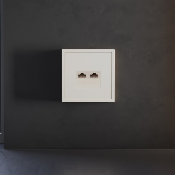 Накладка для розетки компьютерной двойной RJ45+RJ45 кат.6, S70 (хлопок)