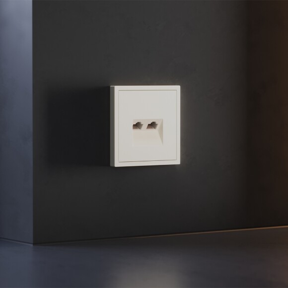 Накладка для розетки компьютерной двойной RJ45+RJ45 кат.6, S70 (хлопок)