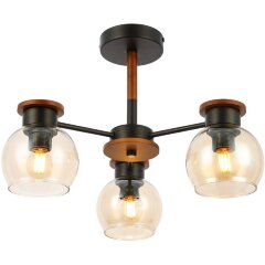 SLE108102-03 Светильник потолочный Черный, Темное дерево/Прозрачный, Янтарный E27 3*60W RASCO SLE108102-03 Светильник потолочный Черный, Темное дерево/Прозрачный, Янтарный E27 3*60W RASCO