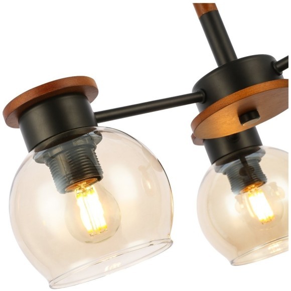 SLE108102-03 Светильник потолочный Черный, Темное дерево/Прозрачный, Янтарный E27 3*60W RASCO