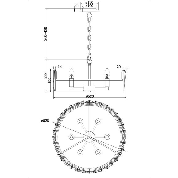 Подвесная люстра хрустальная Puntes MOD043PL-06CH Подвесная люстра хрустальная Puntes MOD043PL-06CH