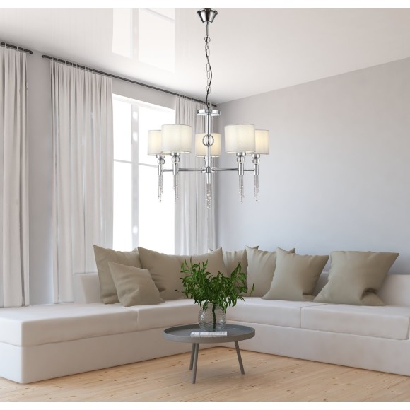 SLE105173-05 Светильник подвесной Хром/Серый E27 5*60W PRIMMA