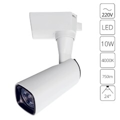 Однофазный двужильный светодиодный трековый светильник Arte Lamp A4561PL-1WH BARUT 4000К 750Лм CRI85+ 24° 10Вт