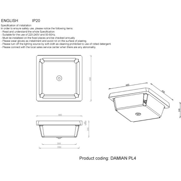 Светильник потолочный Crystal Lux DAMIAN PL4 NICKEL