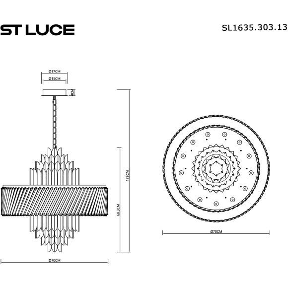 SL1635.303.13 Люстра подвесная ST-Luce Латунь/Прозрачный E14 13*40W NARI SL1635.303.13 Люстра подвесная ST-Luce Латунь/Прозрачный E14 13*40W NARI