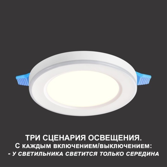 Светильник встраиваемый светодиодный (три сценария работы) IP20 LED 4000К+RGB 12W+4W 960Лм SPAN 359010