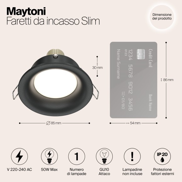Встраиваемый светильник Maytoni DL027-2-01B Slim под лампу 1xGU10 50W