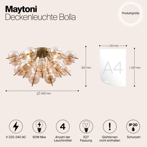 Люстра потолочная Maytoni MOD133CL-04BS Bolla под лампы 4xE27 60W