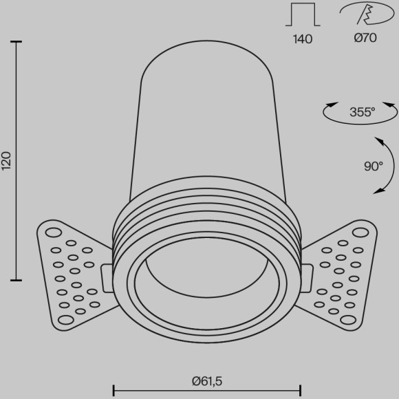 Встраиваемый светильник FOCUS LED Ra90 Lm1190 4000K 12Вт 60° DL125-L12-4K-TRS-W