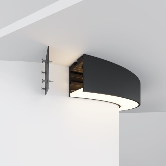 Радиусный профиль 35x35 Ø320мм 1/4 круга черный ALM-3535R-B-D-90°-0.3M