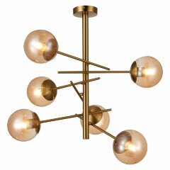 SLE1099-312-06 Светильник потолочный Латунь/Коньячный E27 6*60W VELIO SLE1099-312-06 Светильник потолочный Латунь/Коньячный E27 6*60W VELIO