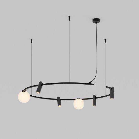 Maytoni ARITY TRX233-RH-D800-B Черный подвесной горизонтальный шинопровод-кольцо диаметром 80см, предустановленный электрический кабель длиной 3м, два подвесных стальных троса 3м в комплекте