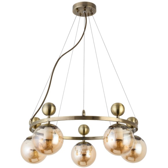 SLE106303-05 Светильник подвесной Бронзовый/Прозрачный, Янтарный E27 5*60W PECHIO