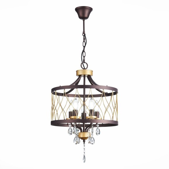SL789.423.05 Люстра подвесная ST-Luce Темный кофе, Золото/Темный кофе, Золото, Прозрачный E14 5*60W GRASSО SL789.423.05 Люстра подвесная ST-Luce Темный кофе, Золото/Темный кофе, Золото, Прозрачный E14 5*60W GRASSО