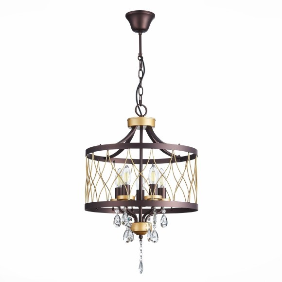 SL789.423.05 Люстра подвесная ST-Luce Темный кофе, Золото/Темный кофе, Золото, Прозрачный E14 5*60W GRASSО SL789.423.05 Люстра подвесная ST-Luce Темный кофе, Золото/Темный кофе, Золото, Прозрачный E14 5*60W GRASSО