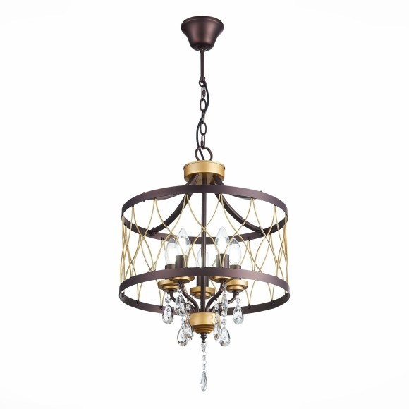 SL789.423.05 Люстра подвесная ST-Luce Темный кофе, Золото/Темный кофе, Золото, Прозрачный E14 5*60W GRASSО SL789.423.05 Люстра подвесная ST-Luce Темный кофе, Золото/Темный кофе, Золото, Прозрачный E14 5*60W GRASSО