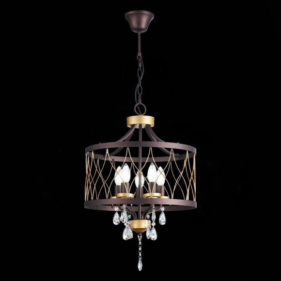SL789.423.05 Люстра подвесная ST-Luce Темный кофе, Золото/Темный кофе, Золото, Прозрачный E14 5*60W GRASSО SL789.423.05 Люстра подвесная ST-Luce Темный кофе, Золото/Темный кофе, Золото, Прозрачный E14 5*60W GRASSО