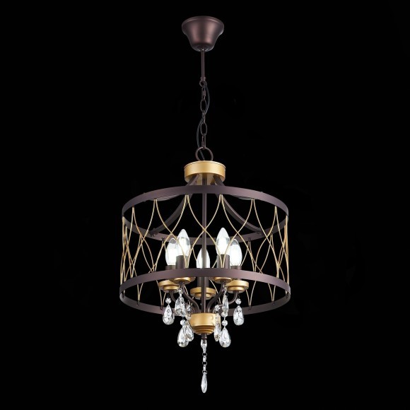 SL789.423.05 Люстра подвесная ST-Luce Темный кофе, Золото/Темный кофе, Золото, Прозрачный E14 5*60W GRASSО SL789.423.05 Люстра подвесная ST-Luce Темный кофе, Золото/Темный кофе, Золото, Прозрачный E14 5*60W GRASSО