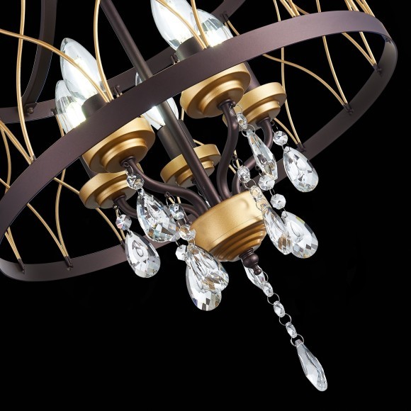 SL789.423.05 Люстра подвесная ST-Luce Темный кофе, Золото/Темный кофе, Золото, Прозрачный E14 5*60W GRASSО SL789.423.05 Люстра подвесная ST-Luce Темный кофе, Золото/Темный кофе, Золото, Прозрачный E14 5*60W GRASSО
