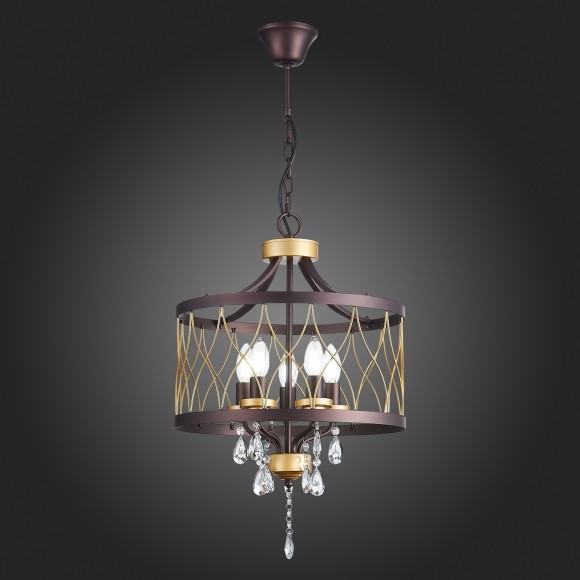 SL789.423.05 Люстра подвесная ST-Luce Темный кофе, Золото/Темный кофе, Золото, Прозрачный E14 5*60W GRASSО SL789.423.05 Люстра подвесная ST-Luce Темный кофе, Золото/Темный кофе, Золото, Прозрачный E14 5*60W GRASSО