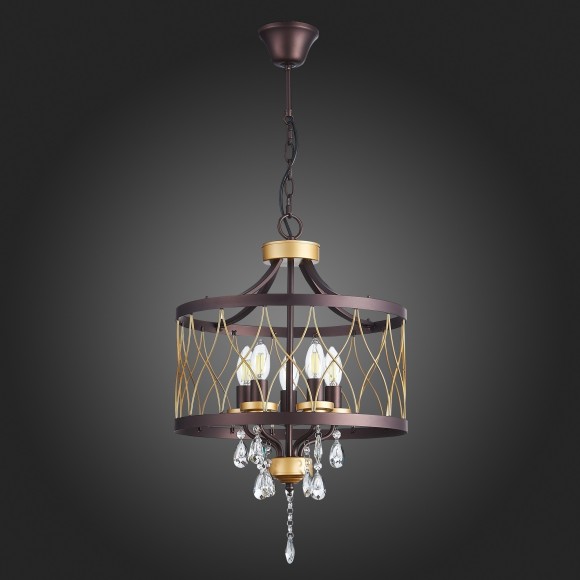 SL789.423.05 Люстра подвесная ST-Luce Темный кофе, Золото/Темный кофе, Золото, Прозрачный E14 5*60W GRASSО SL789.423.05 Люстра подвесная ST-Luce Темный кофе, Золото/Темный кофе, Золото, Прозрачный E14 5*60W GRASSО