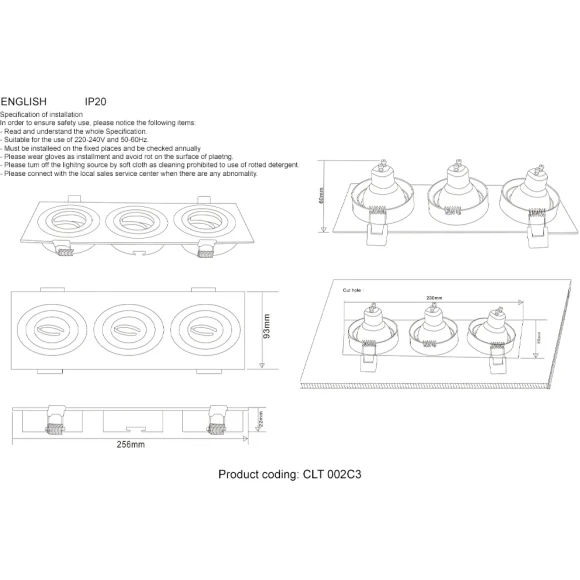 Светильник встраиваемый Crystal Lux CLT 002C3 BL