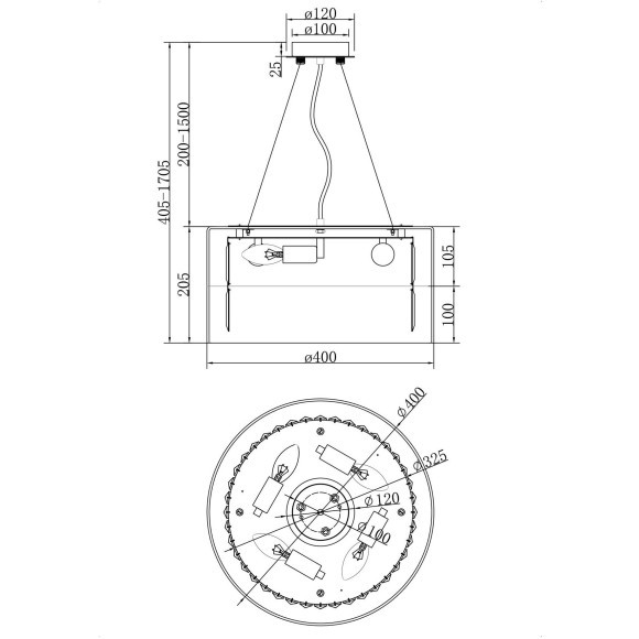 Люстра подвесная Maytoni MOD313PL-04CH Wonderland под лампы 4xE14 60W