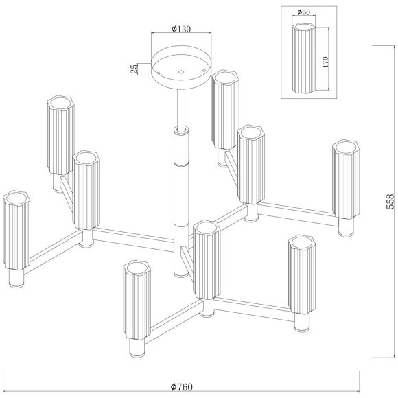 Люстра на штанге Freya FR5167PL-09BS Ambra под лампы 9xE14 40W Люстра на штанге Freya FR5167PL-09BS Ambra под лампы 9xE14 40W