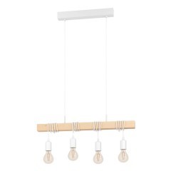 43704 Подвес TOWNSHEND, 4х60W(E27), L700, B105, H1100, сталь, белый/дерево, коричневый