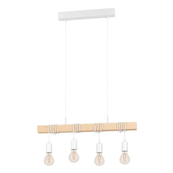 43704 Подвес TOWNSHEND, 4х60W(E27), L700, B105, H1100, сталь, белый/дерево, коричневый