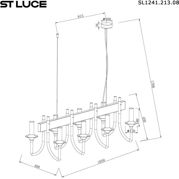 SL1241.213.08 Люстра подвесная ST-Luce Золотистый/Белый E14 8*40W VETRANO