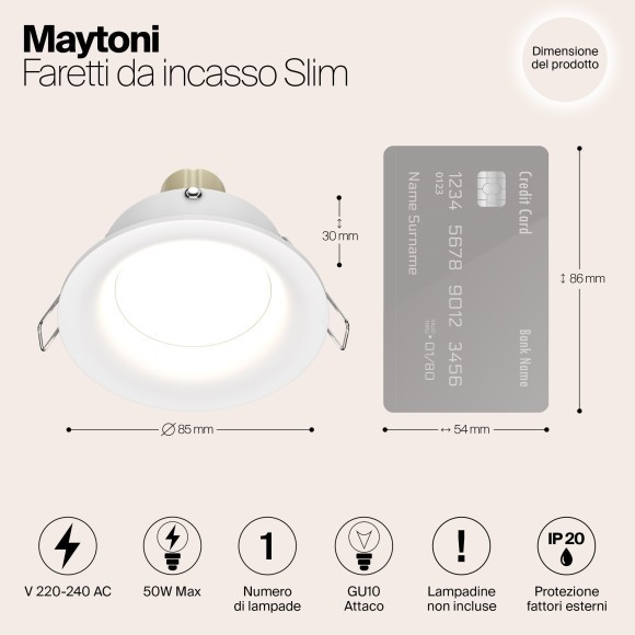 Встраиваемый светильник Maytoni DL027-2-01W Slim под лампу 1xGU10 50W