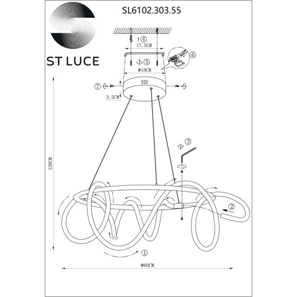 SL6102.303.55 Светильник подвесной ST-Luce Латунь/Белый LED 1*35W 4000K SAGRATO