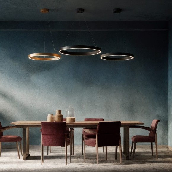 DK6272-BK Светильник подвесной ввиде черного кольца с переключателем цветовой температуры Denkirs RAYDIA 40 Вт 3000–4000К