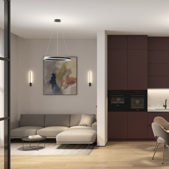 DK6272-BK Светильник подвесной ввиде черного кольца с переключателем цветовой температуры Denkirs RAYDIA 40 Вт 3000–4000К