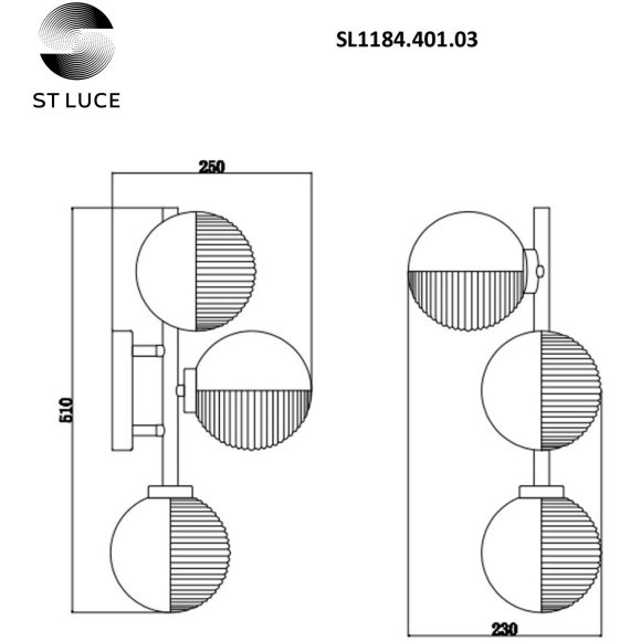 SL1184.401.03 Бра ST-Luce Черный/Дымчатый G9 3*5W TODO