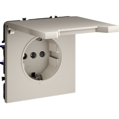 Розетка встраиваемая VOLTUM S70 с заземлением, защитными шторками и крышкой 16А, (кашемир)