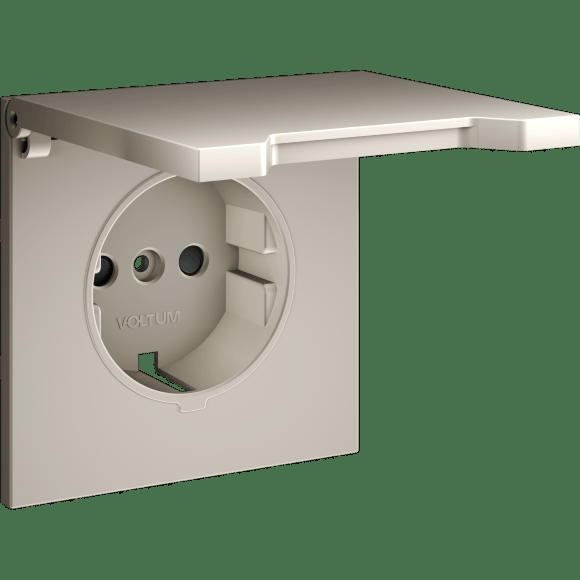 Накладка для розетки с заземлением, защитными шторками и крышкой, S70 (кашемир)