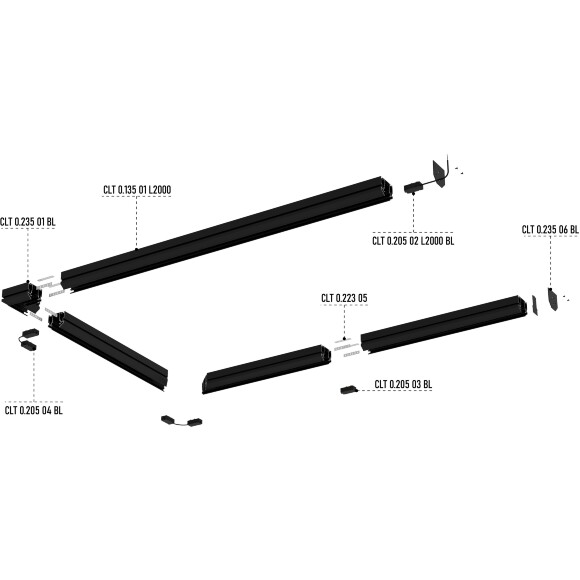 Встраиваемый трек 220V в натяжной ПВХ потолок Crystal Lux CLT 0.135 01 L2000 BL 1407/031