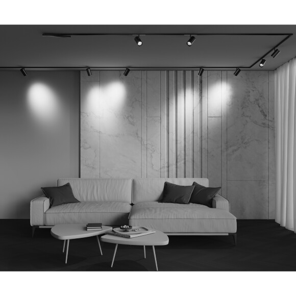 Maytoni EXILITY X TR243-18W3K-B Трековый светодиодный черный магнитный светильник цилиндр диаметром 6.5см, с DIP переключателем группы включения на корпусе, LED 18Вт 3000K 1880Лм CRI90 36° IP20 48В