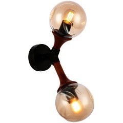 SLE109401-01 Светильник настенный Черный, Темное дерево/Прозрачный, Янтарный E27 2*60W RAQUEL SLE109401-01 Светильник настенный Черный, Темное дерево/Прозрачный, Янтарный E27 2*60W RAQUEL